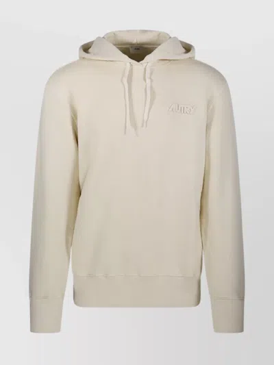 Autry Sweatshirt Hooded Drawstring Ribbed Cuffs In Neutrals