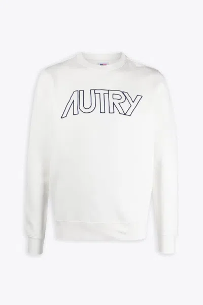 Autry Sweatshirt Icon Man - Apparel White White Cotton Sweatshirt With Logo Embroidery