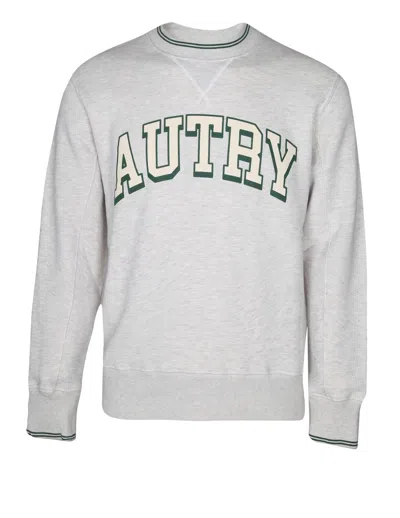 AUTRY SWEATSHIRT IN FLEECE COTTON WITH GREEN LOGO