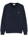 Autry Blue Crewneck Sweater With Logo Embroidered On The Front In Cotton Man In Blue