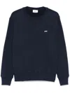 Autry Blue Cotton Crewneck Sweatshirt With Logo Print In Blue