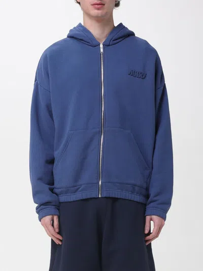 Autry Full-zip Hoodie With Logo Patch In Blue