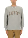 Autry Ribbed Hem Long Sleeve Crew Neck Sweater In Gray