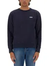 Autry Blue Cotton Crewneck Sweatshirt With Logo Print In Blue