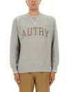Autry Ribbed Hem Long Sleeve Crew Neck Sweater In Gray