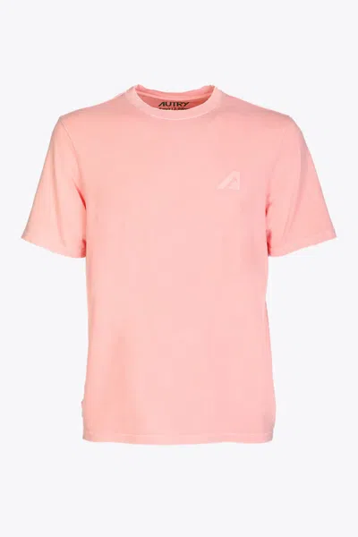 AUTRY T-SHIRT SUPERVINTAGE MAN TINTO PINK PINK COTTON GARMENT DYED T-SHIRT