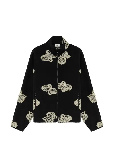 Autry Teddy Logo-patch Zip-up Jacket In Black