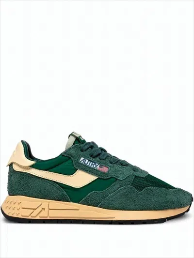 Autry Textured Green Low-top Sneakers With Suede