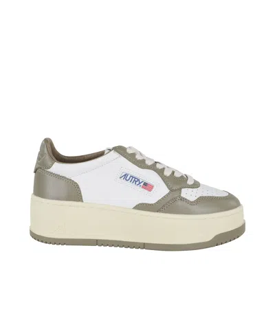 Autry Thick Sole And Low-cut Sneakers In Nude
