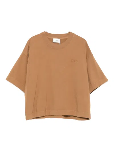 Autry Tonal Logo Cropped T-shirt In Brown