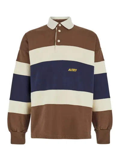 AUTRY MULTICOLOR LONG SLEEVE STRIPED POLO SHIRT