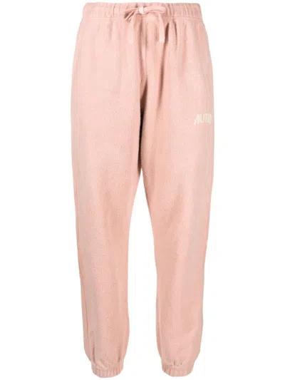 Autry Logo-appliqué Terry Track Pants In Pink