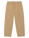 Autry Beige Technical Cotton Chinos With Embroidered Logo In Brown