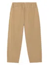 Autry Beige Technical Cotton Chinos With Embroidered Logo In Brown