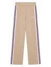 Autry Wide Leg High Waist Sweatpants With Side Stripe In Beige