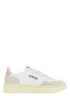 Autry Medalist Low White Leather And Powder And Beige Suede Sneakers In White