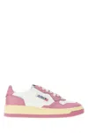 Autry Medalist Low Sneakers Bicolor In White And Polignac Leather Shoes In Pink
