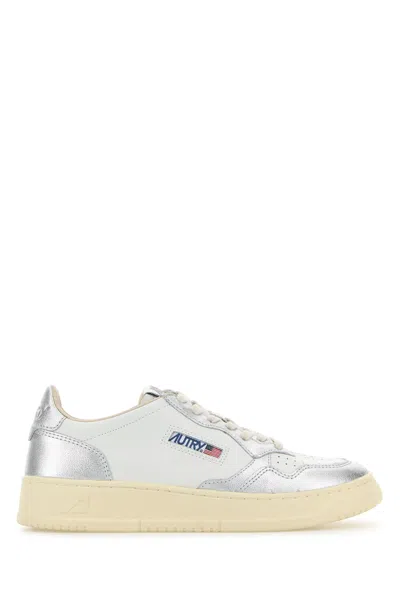 Autry Two-tone Leather Medalist Sneakers In Silver