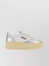 Autry White And Silver Low Top Platform Sneakers With Logo