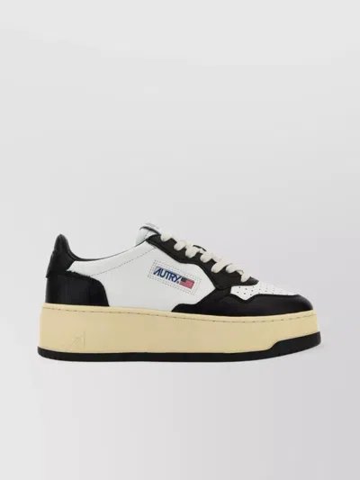AUTRY TWO-TONE LEATHER PLATFORM LOW WOM SNEAKERS