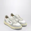 Autry Medalist White And Grey Low Top Sneakers With Logo Detail In Leather Man In White