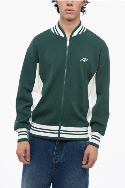 Autry Two-tone Sweatshirt With Zip Closure In Green