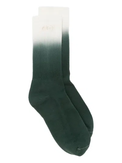 Autry Tye & Dye Embroidered-logo Socks In Green