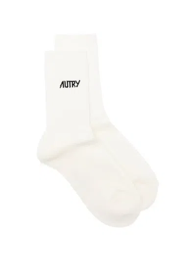 Autry Unic Stars Logo-detail Socks In White