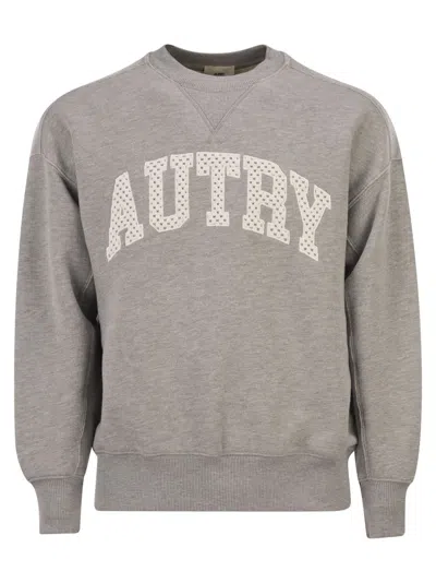 Autry Unisex Cotton Crew Neck Sweatshirt With Logo In Gray
