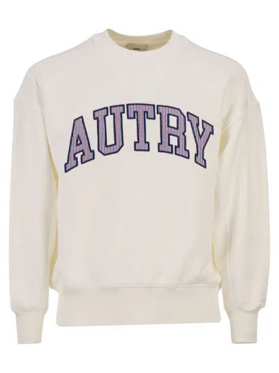Autry Unisex Cotton Crew Neck Sweatshirt With Logo In White