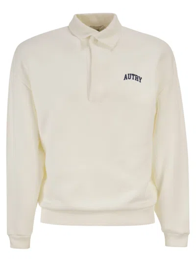 Autry Unisex Cotton Polo Sweatshirt With Logo In Neutral