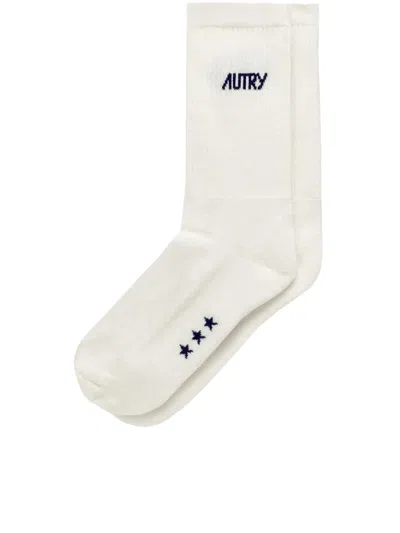 Autry White Unisex Star Socks In Blue