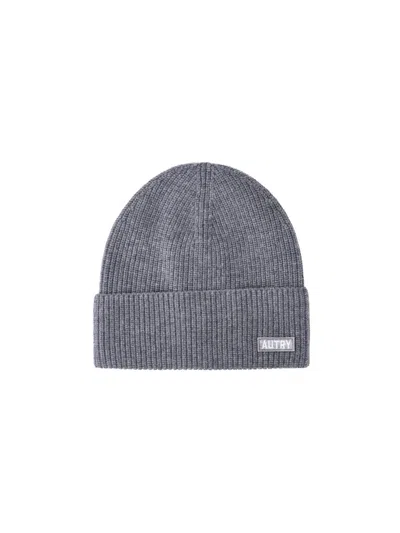 Autry Unisex Wool & Nylon Beanie Hat In Grey