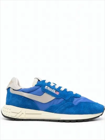 AUTRY VIBRANT BLUE SUEDE AND NYLON SNEAKERS WITH TEXTURED SOLE