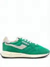 Autry Vibrant Green Suede And Nylon Low-top Sneakers In Multi