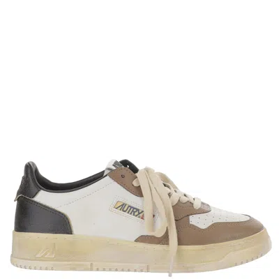 Autry Vintage Color-block Leather Sneakers With Logo Detailing In Multi