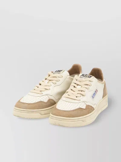 Autry Vintage Distressed Leather Sneakers In Neutral
