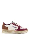 Autry Panelled Low-top Leather Sneakers In Dark Red