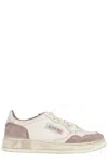 Autry Vintage Leather Sneakers With Pointed Toe And Signature Heel In Neutral