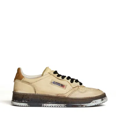 Autry Vintage-inspired Low-top Sneakers With Brown Accents In Multi