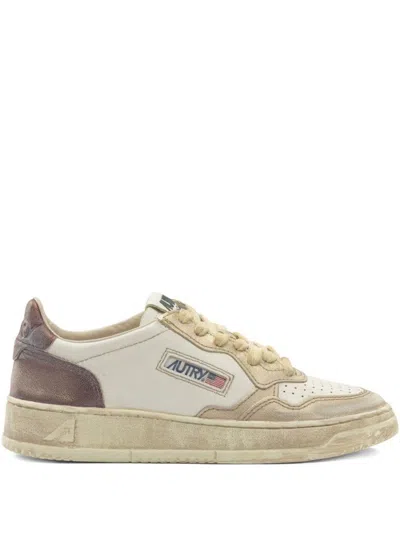 Autry Vintage-inspired Low-top Sneakers With Cream Base In Gold
