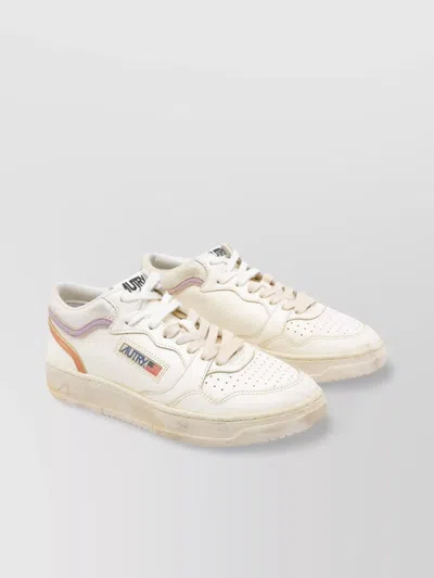 Autry Vintage Leather Sneakers Contrast Trim In White