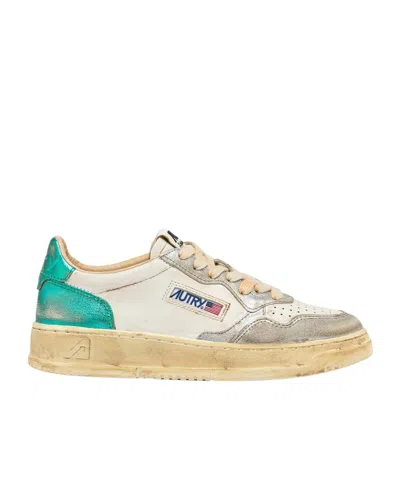 Autry Medalist Super Vintage Sneakers Avlw Sv17 In Metal Leat Silver Aqua
