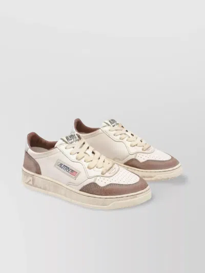 AUTRY VINTAGE LOW SUEDE SNEAKERS WITH CONTRAST PANELS