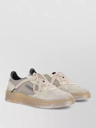 Autry Vintage Low Top Mesh Leather Sneakers Women In White