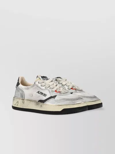Autry Super Vintage Distressed Metallic Leather And Mesh Sneakers In Multi