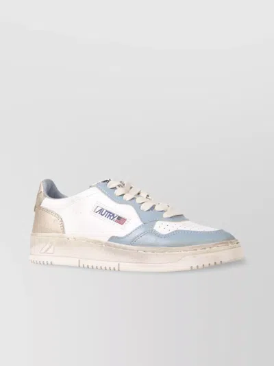 Autry Vintage Style Sneaker With Perforated Panel In Multicolor