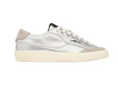 Autry Windscape Low Silver Canvas Suede Cow Leather Rubber Sneakers In Gray
