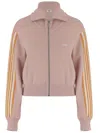 Autry Viscose Blend Jacket With Embroidered Logo And Contrasting Stripes In Pink