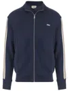 Autry Embroidered High Neck Jacket With Ribbed Cuffs In Blue